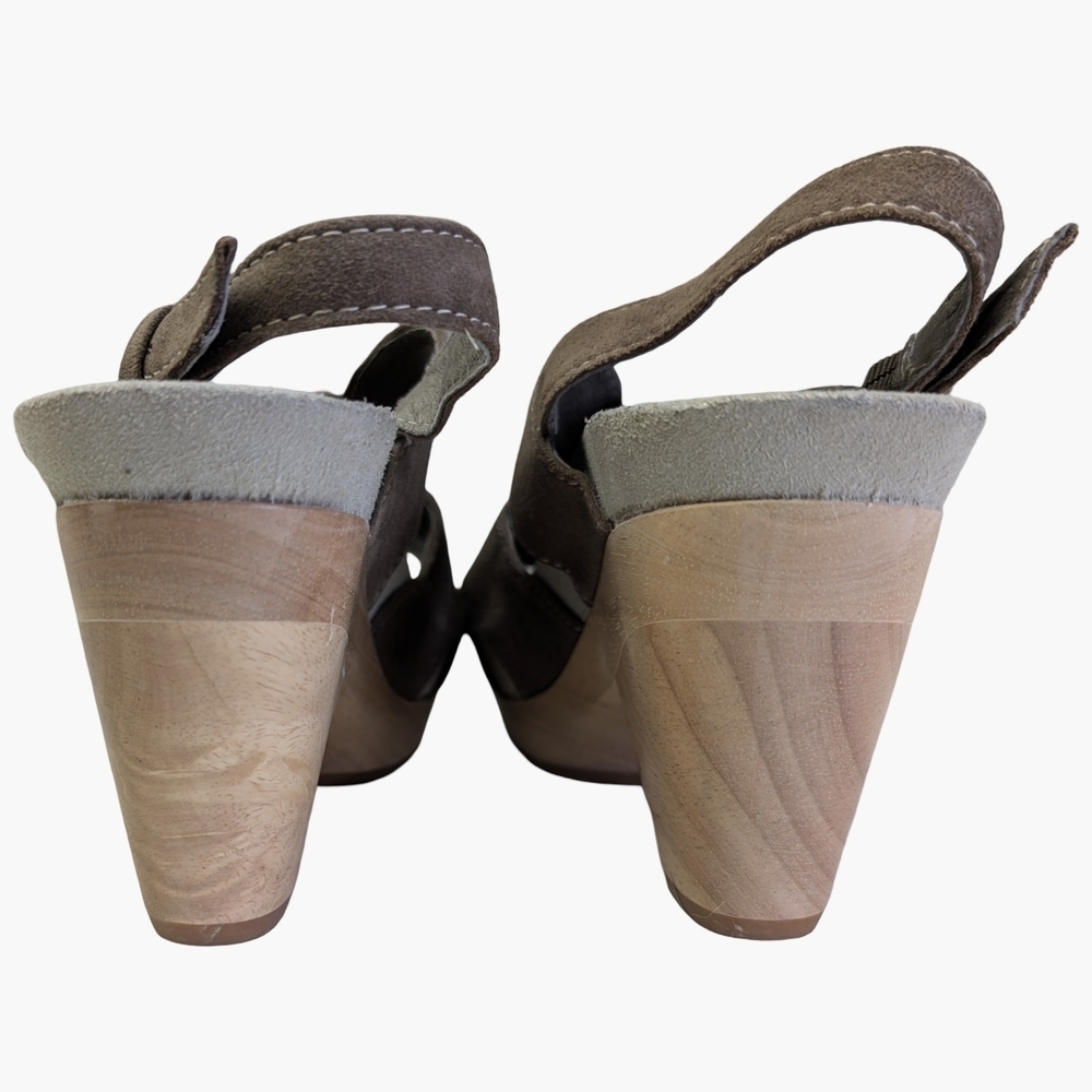 Earthies "Monaco" Leather Slingback Sandals With Wooden Heel | Size 8 - Picture 2 of 9